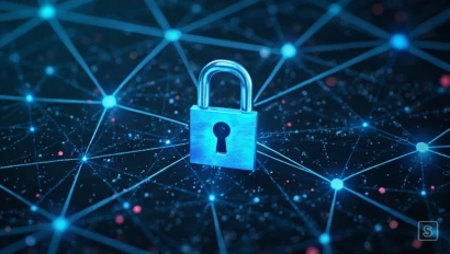 Een hangslot geïntegreerd in een netwerk van verbonden knooppunten.