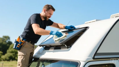 Man onderhoud camperdak