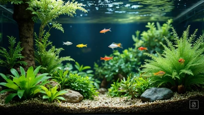 Tropisch aquarium met kleurrijke vissen.