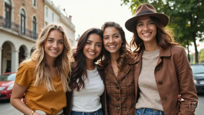 Vrienden die hun verschillende kledingstijlen laten zien.