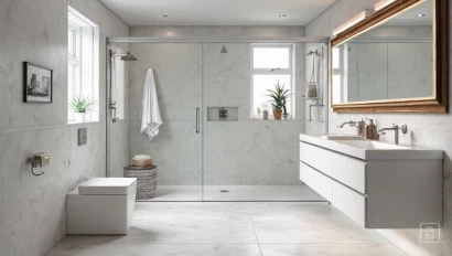 Lichte en moderne badkamer met inloopdouche.