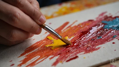 Schilder aan het werk met olieverf.