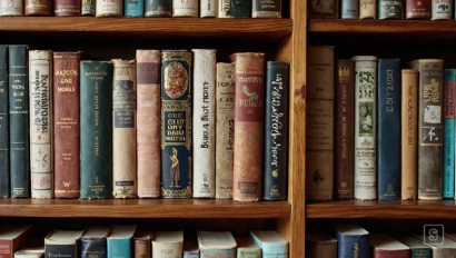 Geordende boekenkast met diverse boeken.