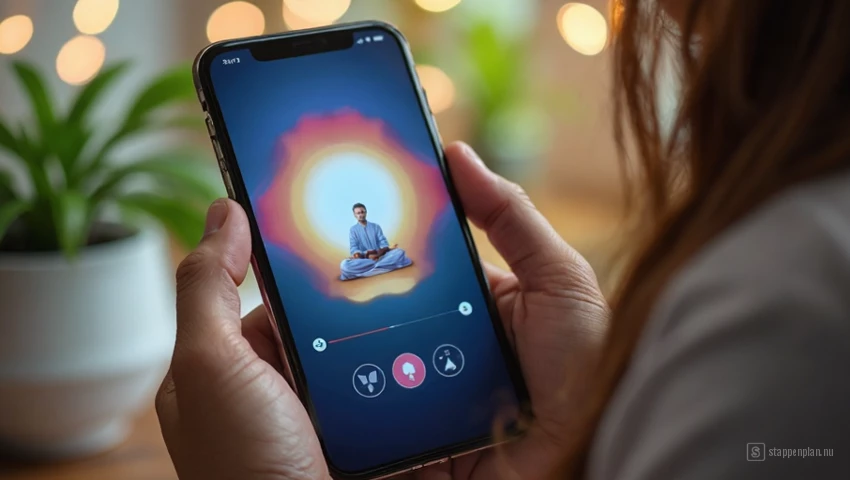 Een app voor begeleide meditatie op een smartphone-scherm.