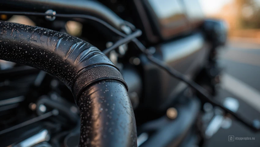 Close-up van een radiatorslangklem.