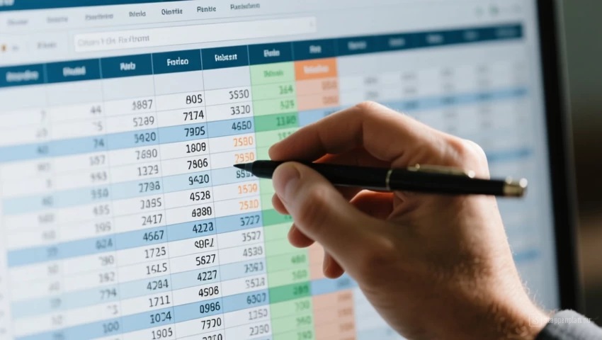 Persoon die cijfers aanpast in een spreadsheet.