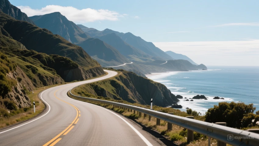 Schilderachtige weg die door bergen of langs de kust slingert.