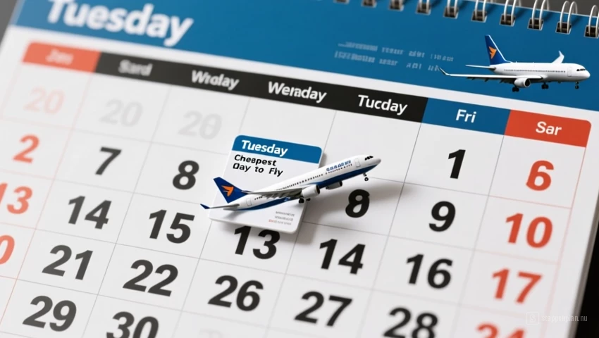 Een kalender die dinsdag en woensdag markeert als de goedkoopste dagen om te vliegen.
