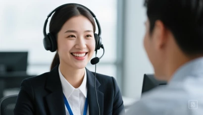 Klantenservice medewerker helpt klant.