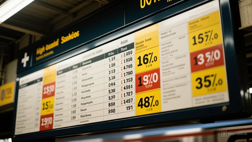 Treinrooster met gemarkeerde prijzen.