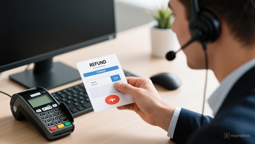 Persoon neemt contact op met klantenservice over terugbetalingsprobleem.