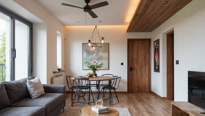 Een modern Airbnb-appartement met een comfortabele woonruimte.