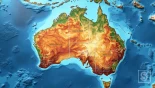 Een gedetailleerde kaart van Australië met de verschillende klimaatzones en temperatuur- en neerslaggegevens.