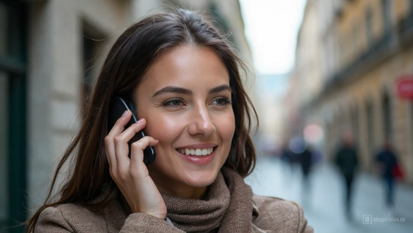 Persoon die bank belt over reisplannen.