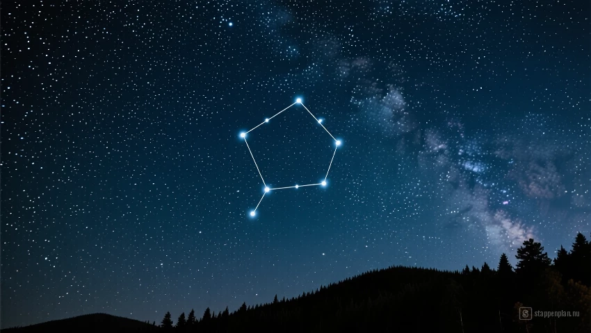 Een foto van de nachthemel met het sterrenbeeld Grote Beer.