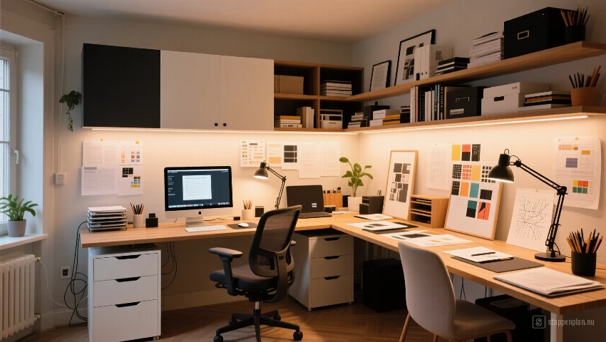 Werkruimte met verschillende zones.