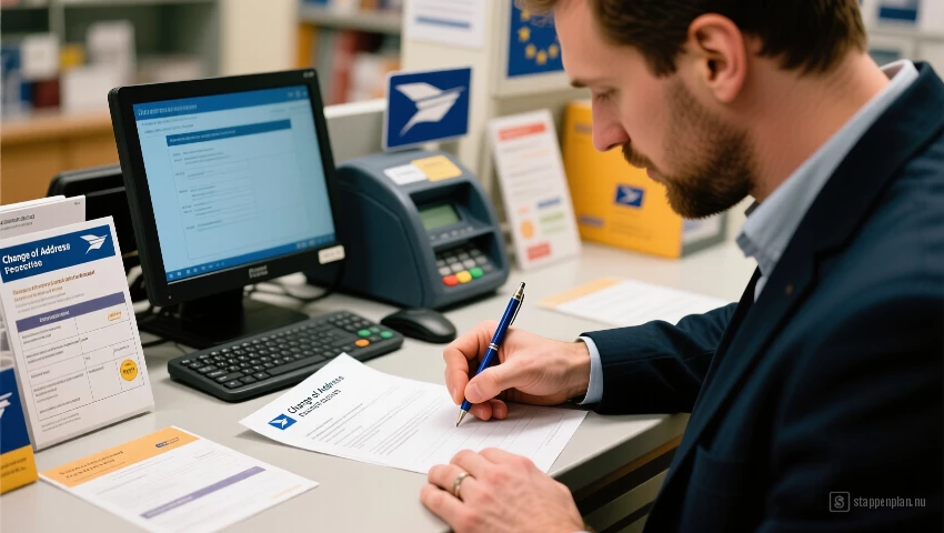 Persoon vult adreswijzigingsformulier in.