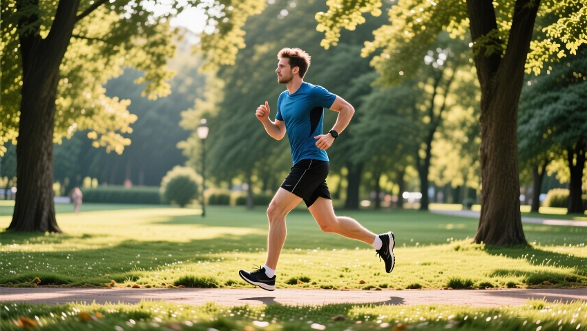 Persoon rent in het park.