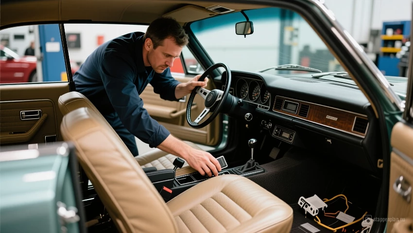 Taxateur inspecteert het interieur.