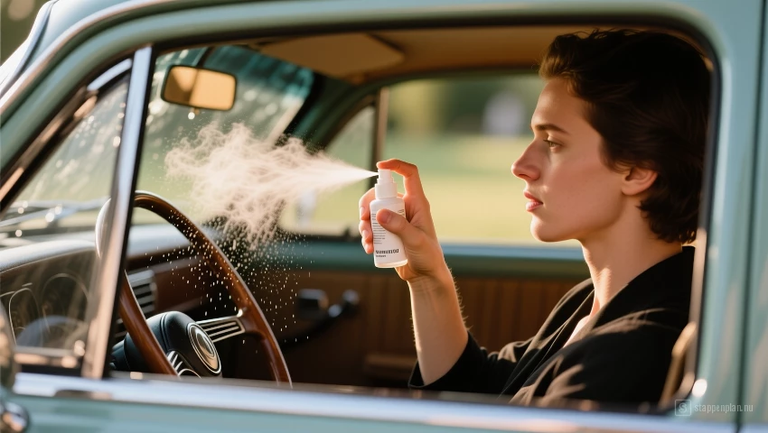 Persoon sprayt luchtverfrisser.