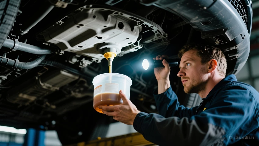 Monteur positioneert de opvangbak.