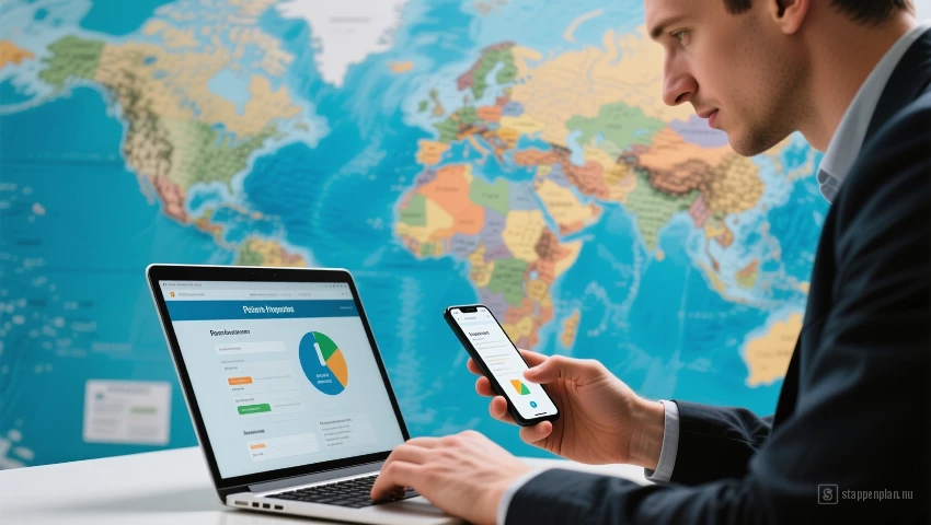 Persoon die mobiele abonnementen onderzoekt op een laptop.