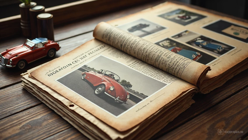 Stapel oude documenten van een oldtimer.