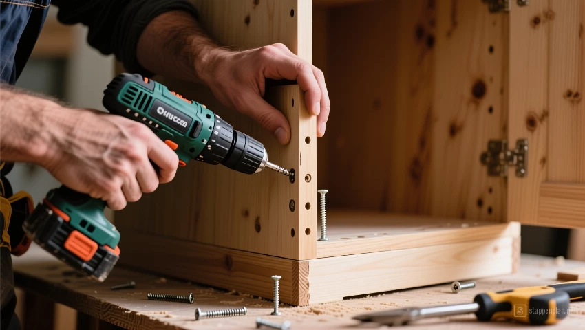 Bevestigen van de zijkanten aan de bodem