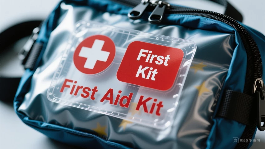 Waterdichte tas met label 'EHBO-kit'.
