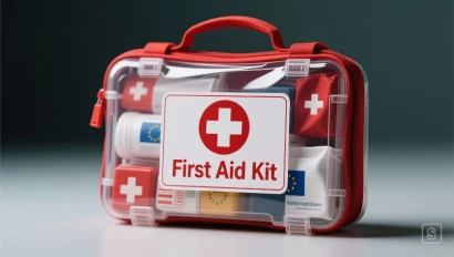 EHBO-kit met duidelijk label.