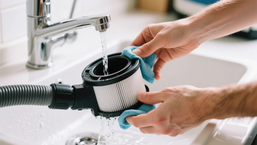 Filter wordt schoongespoeld