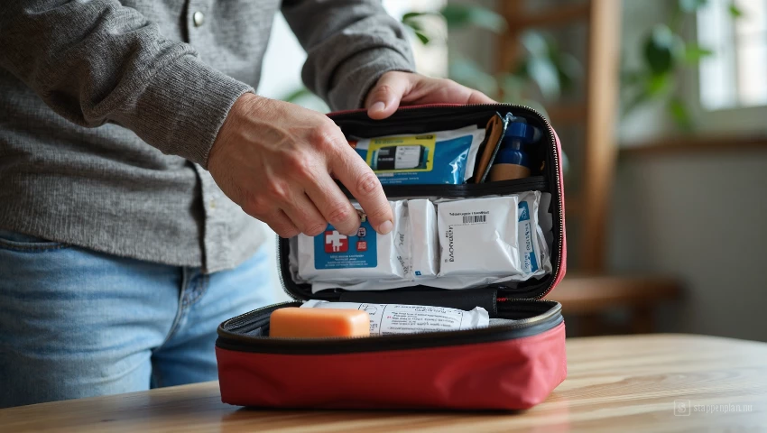 Lege plekken in EHBO-kit aanvullen.