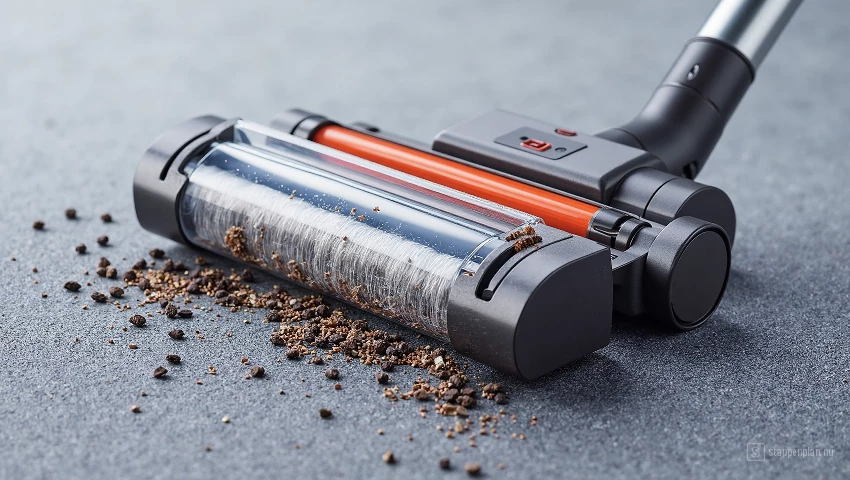 Illustratie van het schoonmaken van de borstelrol