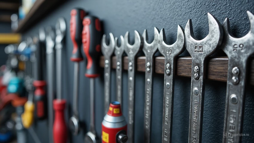 Een magnetische strip met gereedschap