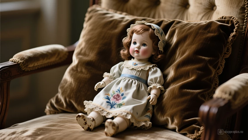 Gerestaureerde porseleinen pop.