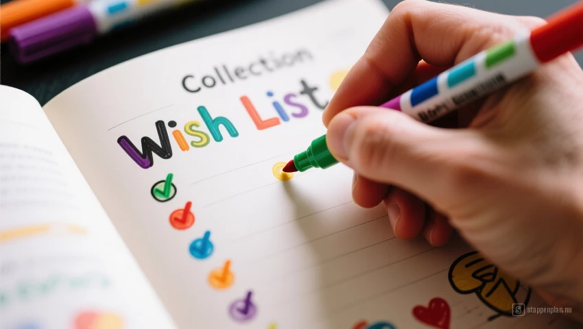 Hand versiert een Wish List collectie pagina