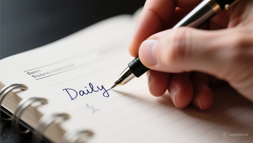 Hand schrijft in een Daily Log