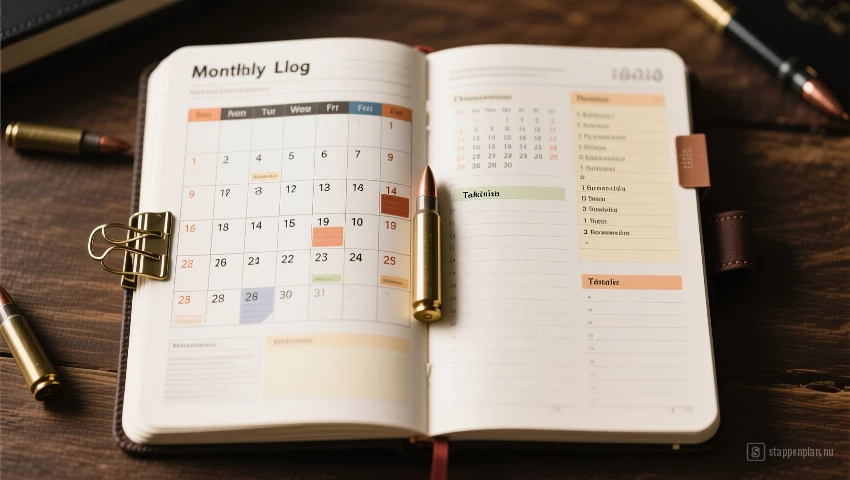 Netjes georganiseerde Monthly Log in bullet journal