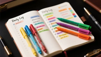 Daily Log met kleurgecodeerde taken
