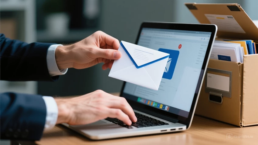 Persoon die e-mail archiveert