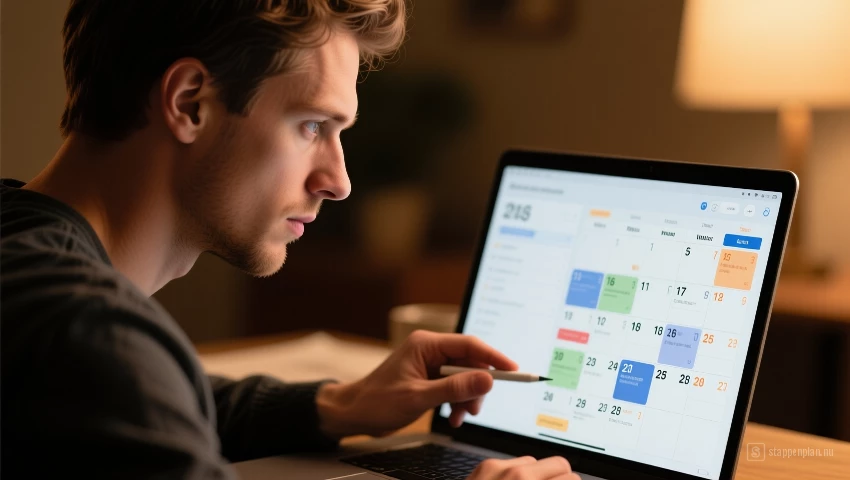 Persoon die een taak in de agenda inplant