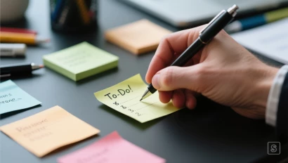 Hand schrijft een takenlijst.