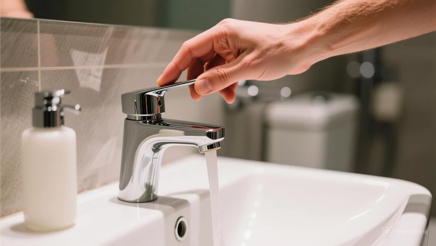 Iemand die de kraan dichtdraait