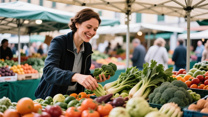 Persoon selecteert seizoensproducten