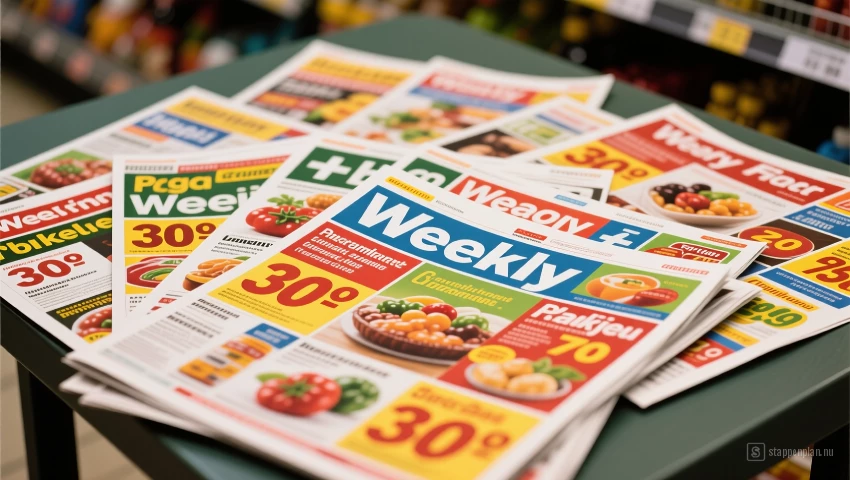 Wekelijkse supermarktfolders met kortingen
