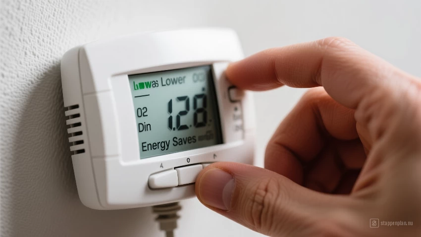 Hand die een programmeerbare thermostaat instelt.