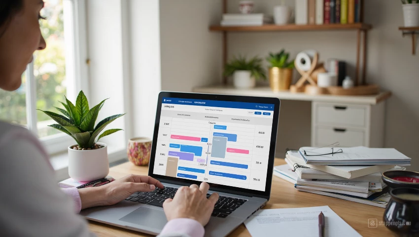Digitale kalender met gekleurde taken.