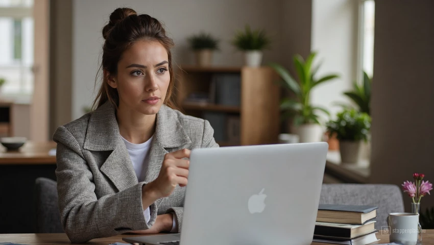Persoon sluit laptop, ontevreden na onderhandeling.