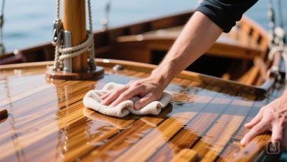 Persoon veegt oppervlak schoon met doek.