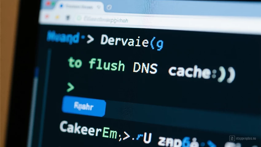 Computerscherm met DNS cache commando.